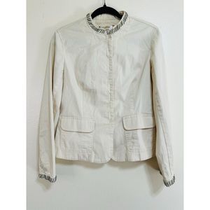 Talbots Women's Stretch Nehru Jacket Size 10 With Bronze Beading Detail